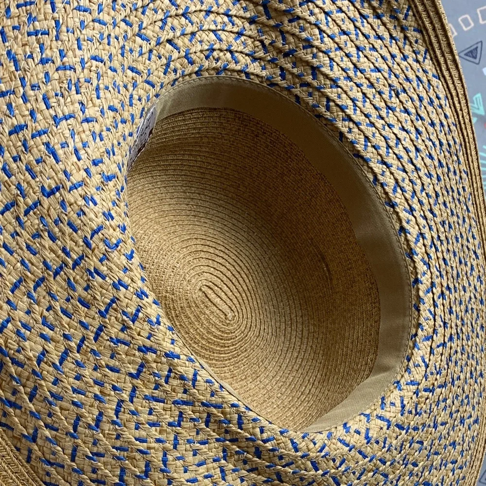 Tan and Red Wide Brim Sun Hat with Classic Design